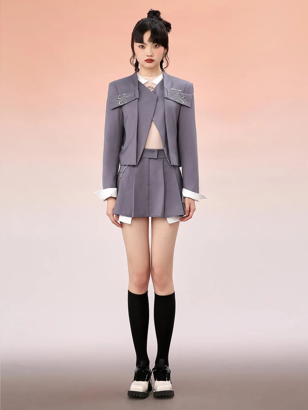 MUKZIN Irregular Hem Blazer Coat