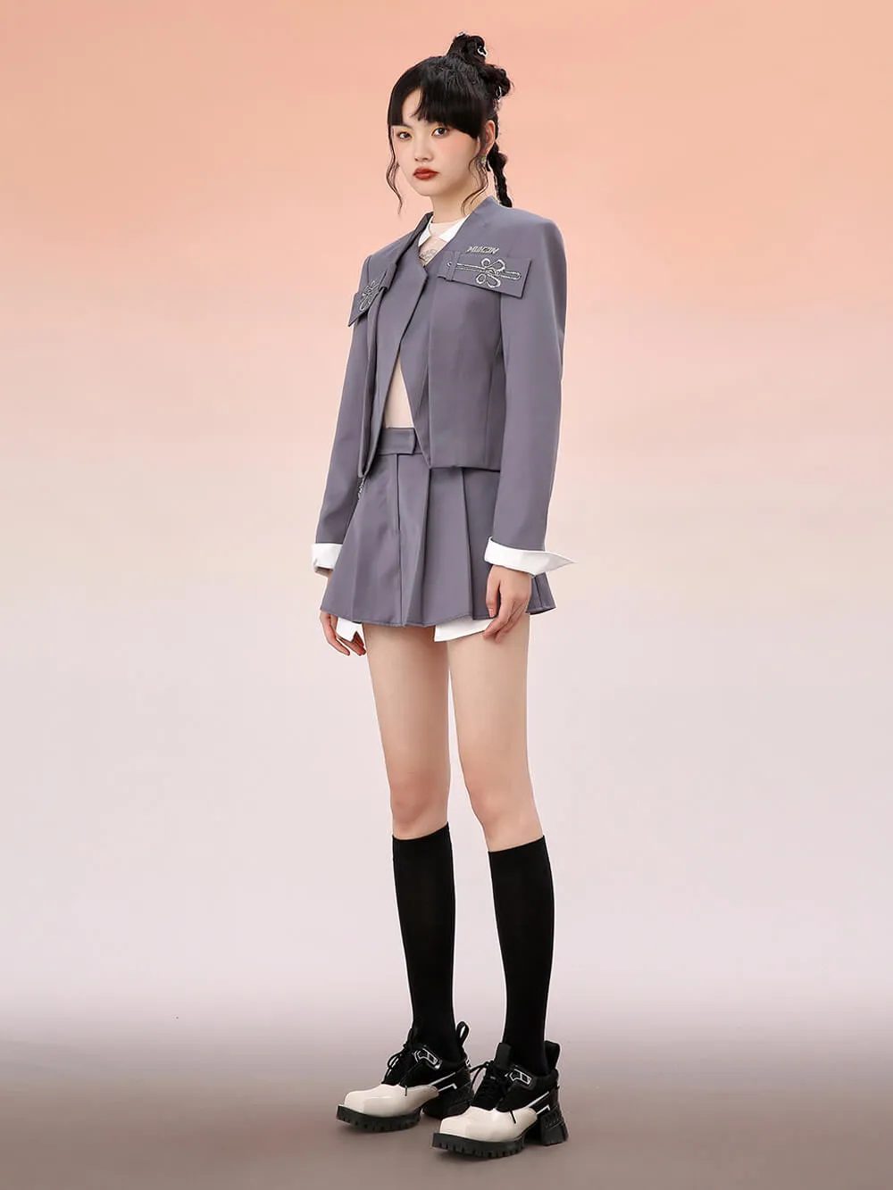 MUKZIN Irregular Hem Blazer Coat