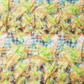 Multicolor Italian Premium silk chiffon dirac (makmal) fabric with velvet jacquard in floral design-D8655