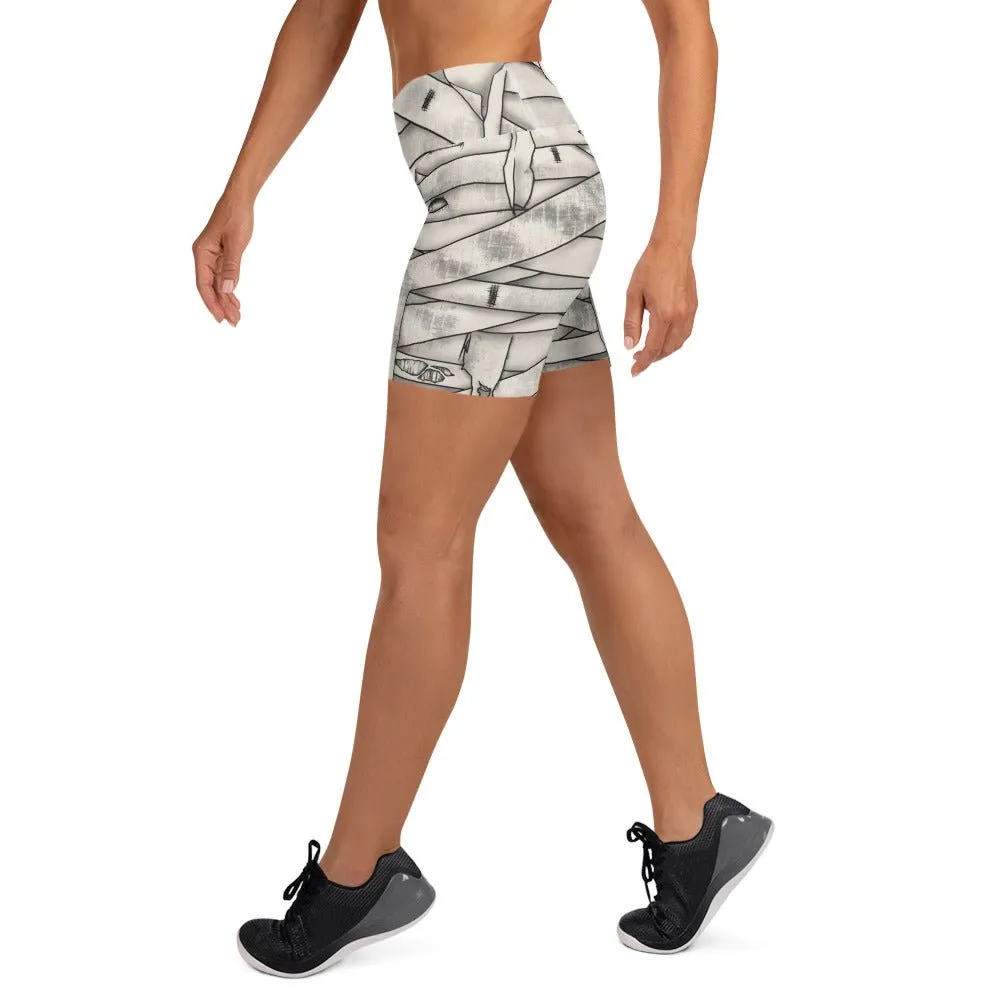 Mummy Halloween Yoga Shorts