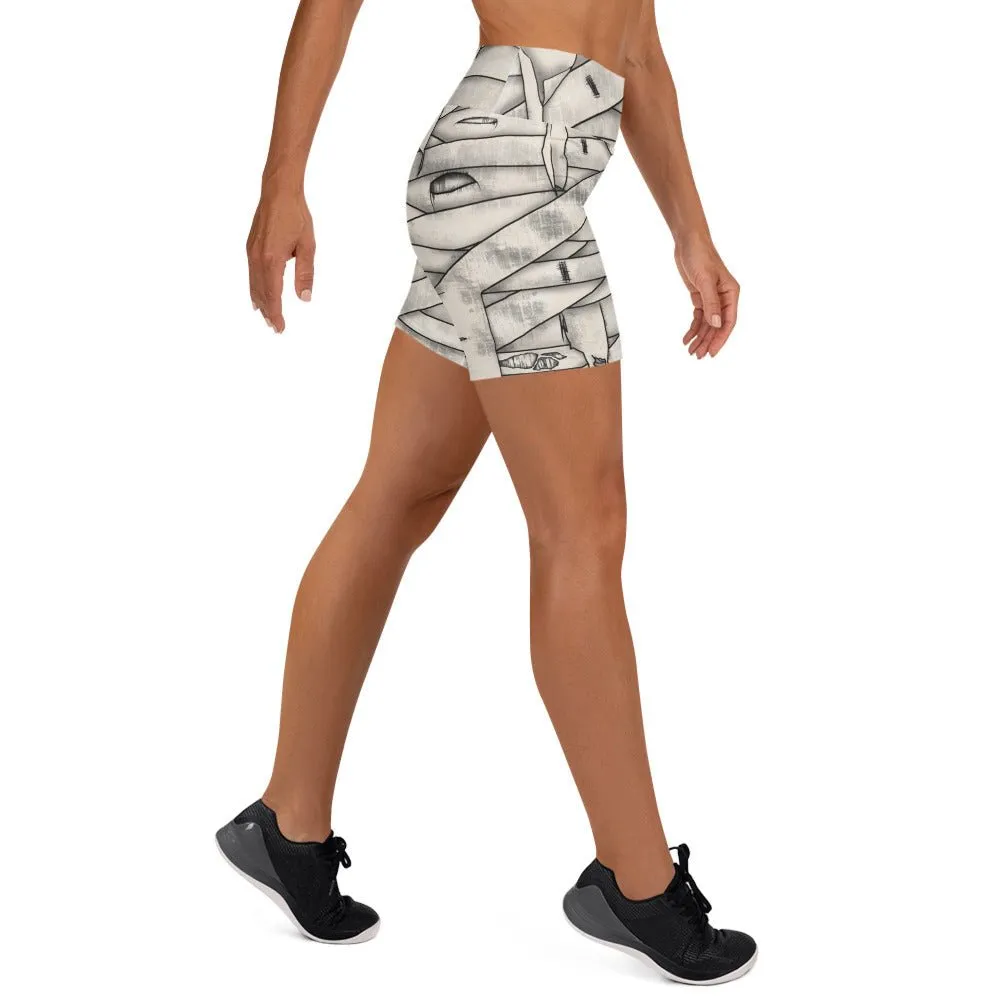 Mummy Halloween Yoga Shorts