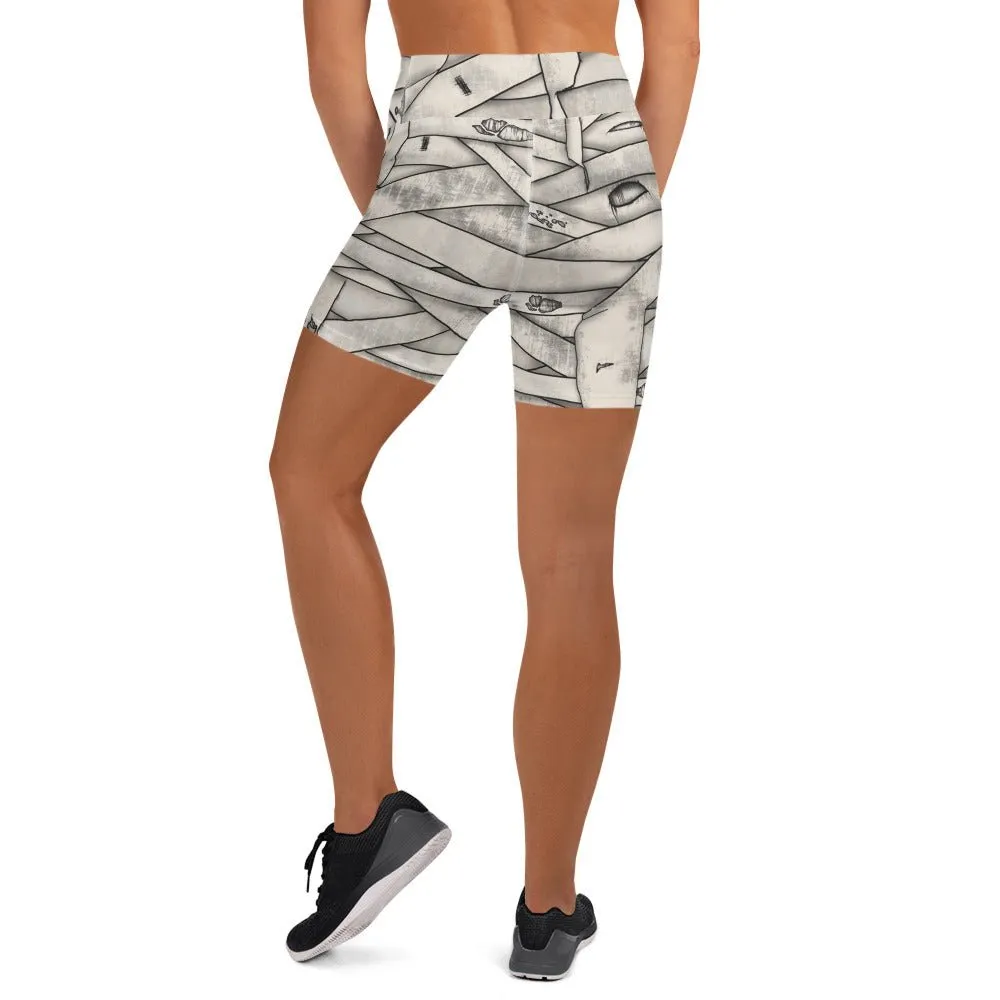 Mummy Halloween Yoga Shorts