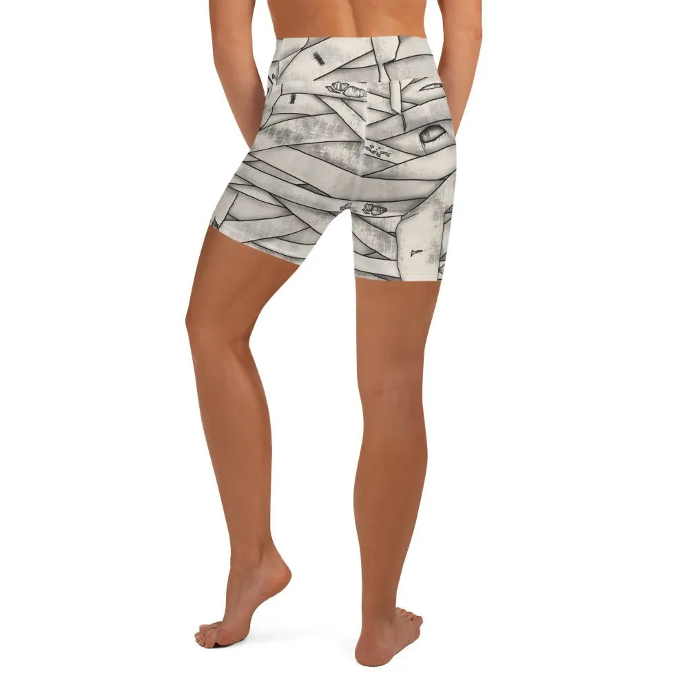 Mummy Halloween Yoga Shorts