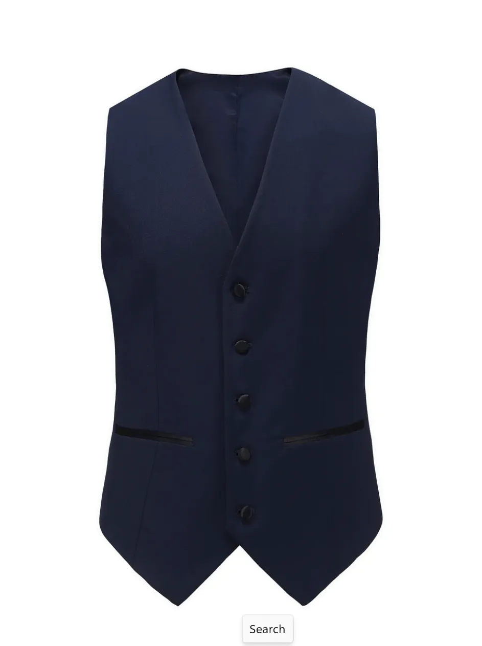 Navy Blue Slim-Fit Tuxedo Single Breasted Black Shawl Lapel Vested TX-300