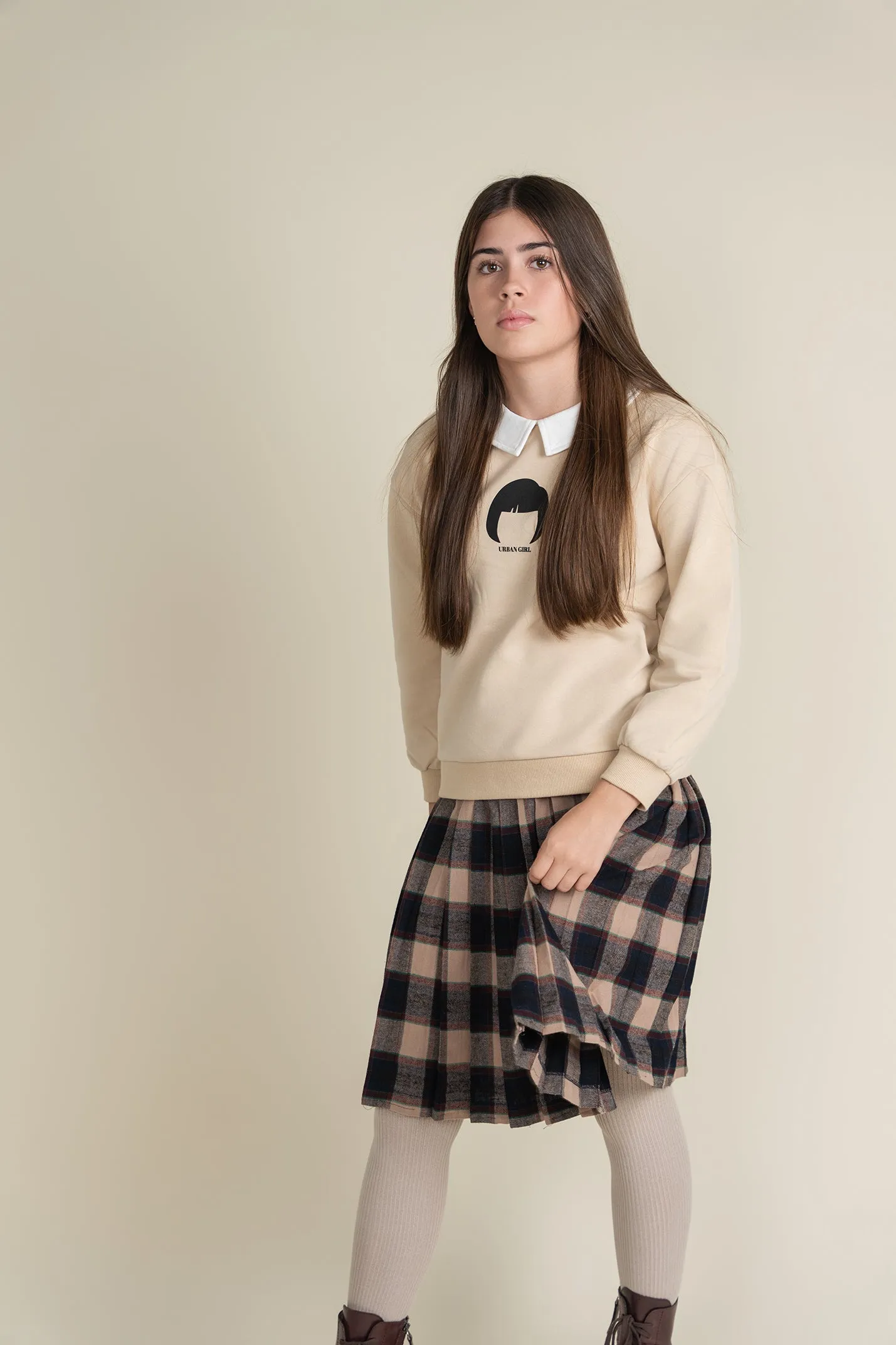 Navy Plaid Skirt