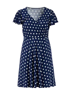 Navy Polka Dot Sweetheart Becca Dress