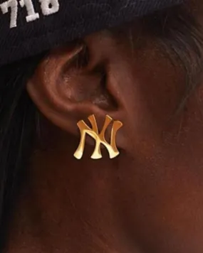 New York Yankees 18k Gold Stud Earrings