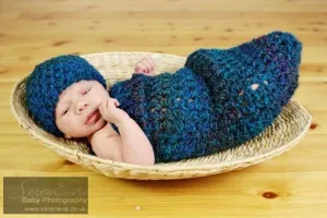 Newborn Dark Teal Hat And Cocoon Set