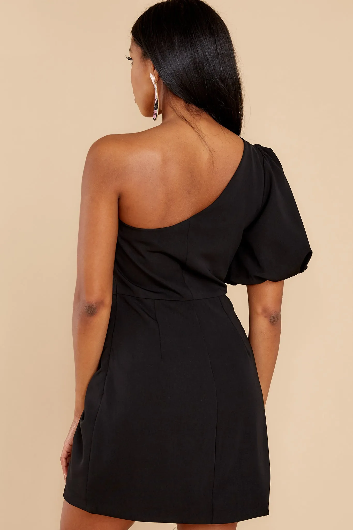 Night On The Town Black One Shoulder Dress