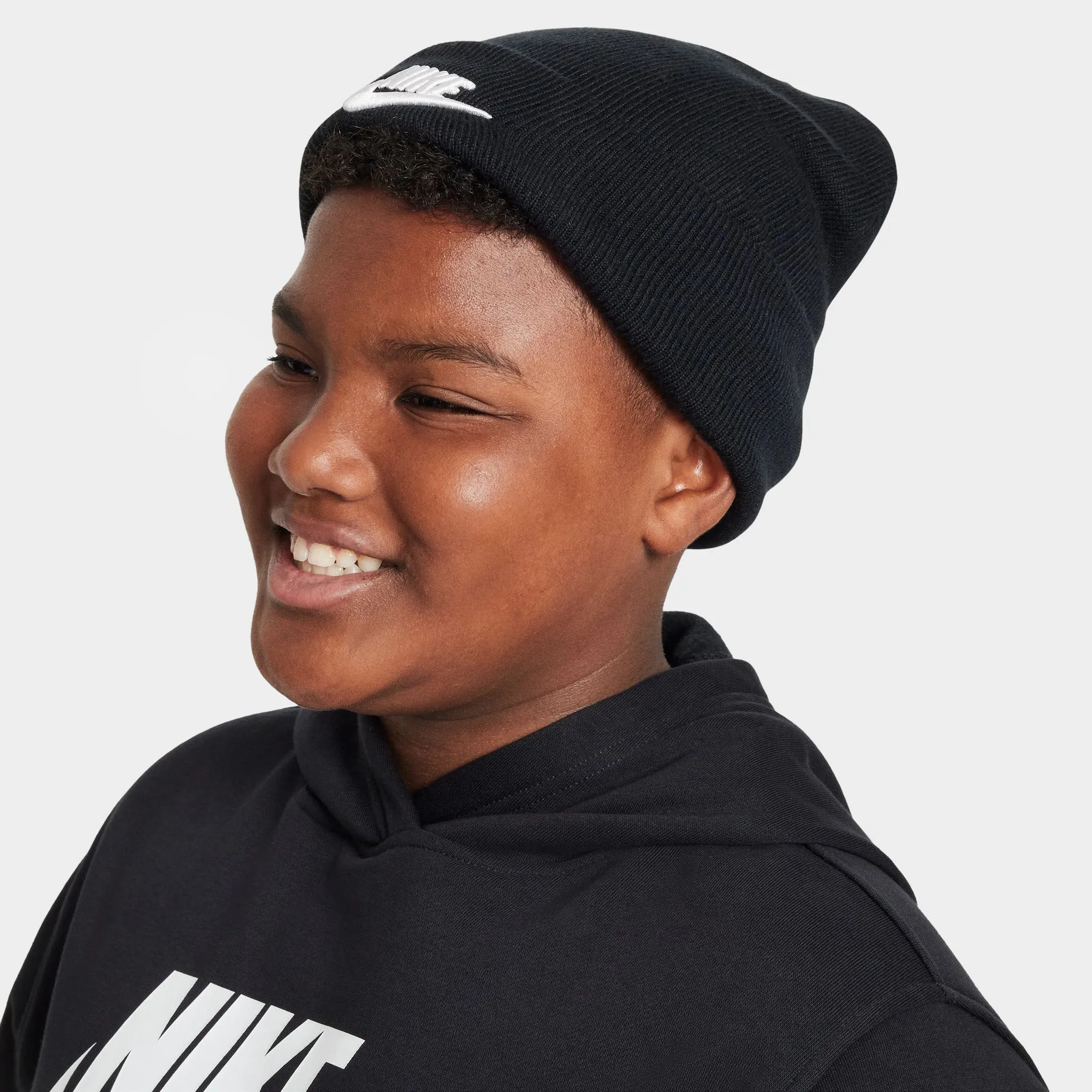 Nike Big Kids' Peak Tall Cuff Futura Beanie Black / White