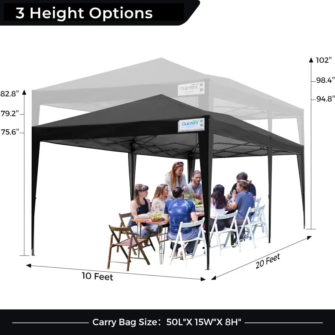 No-Side 10' x 20' EZ Pop Up Canopy