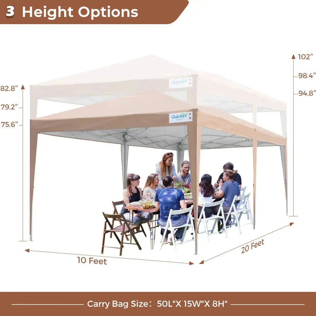 No-Side 10' x 20' EZ Pop Up Canopy