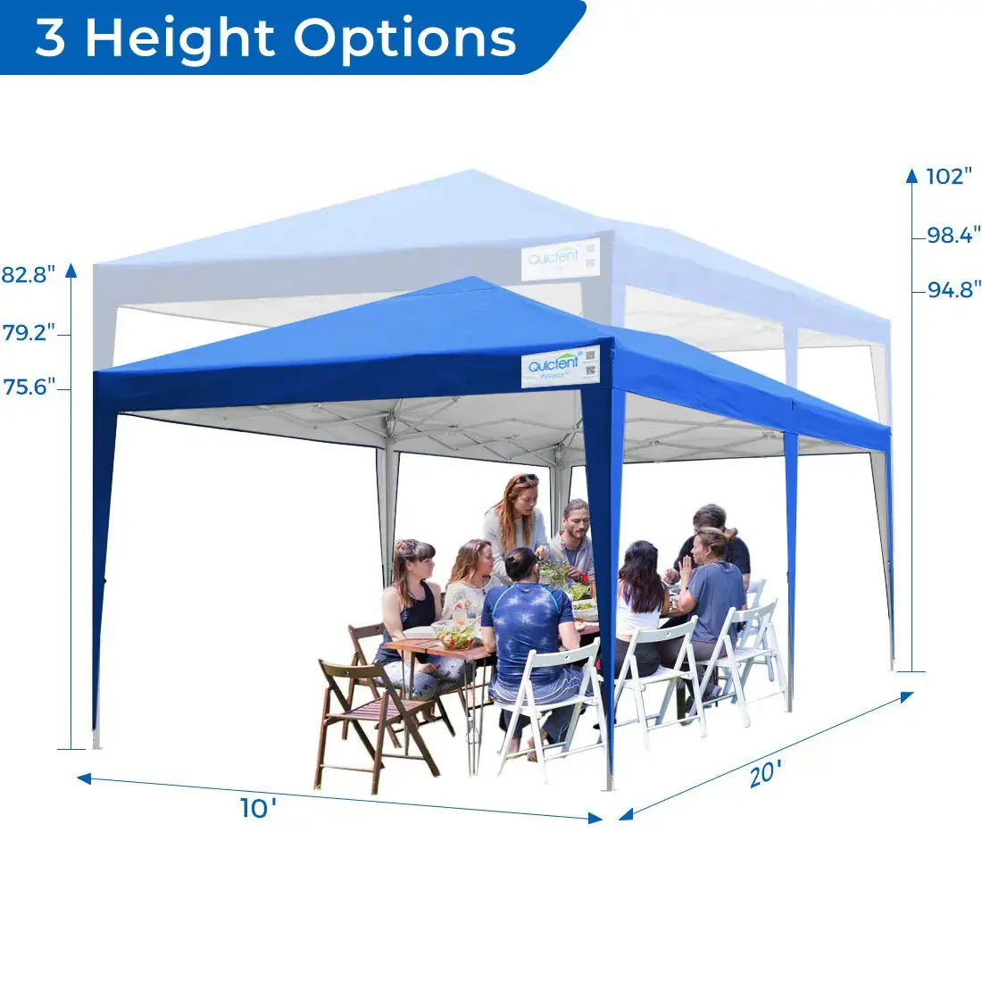 No-Side 10' x 20' EZ Pop Up Canopy