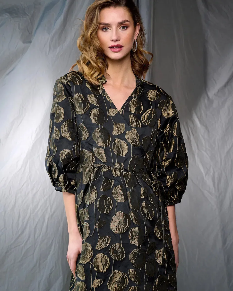 NOELLA PINA AYA WRAP DRESS GOLD MIX