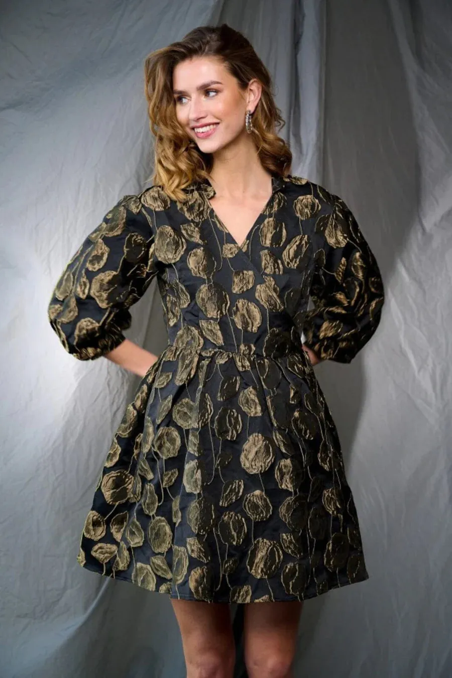 NOELLA PINA AYA WRAP DRESS GOLD MIX