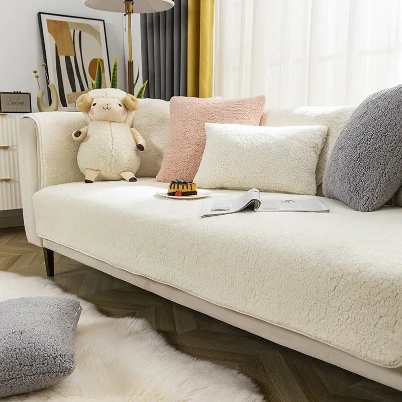 Non-Slip Winter Lamb Wool Sofa/Couch Cover