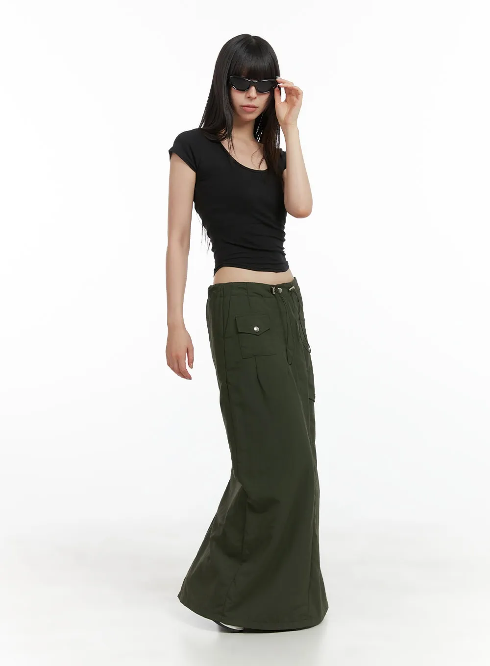 Nylon Pocket Maxi Skirt CL422