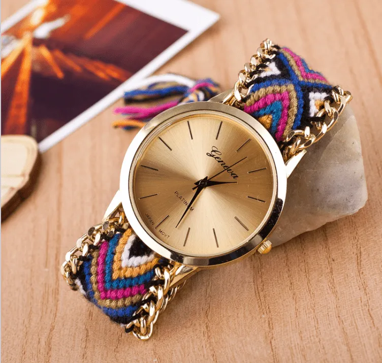 Offbeat Hand Woven Watch in 13 Colorful Patterns for Woman