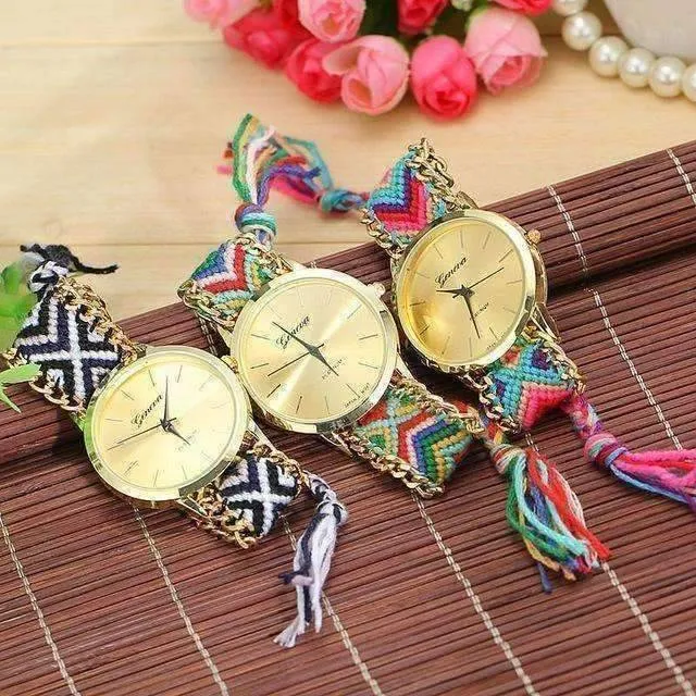 Offbeat Hand Woven Watch in 13 Colorful Patterns for Woman