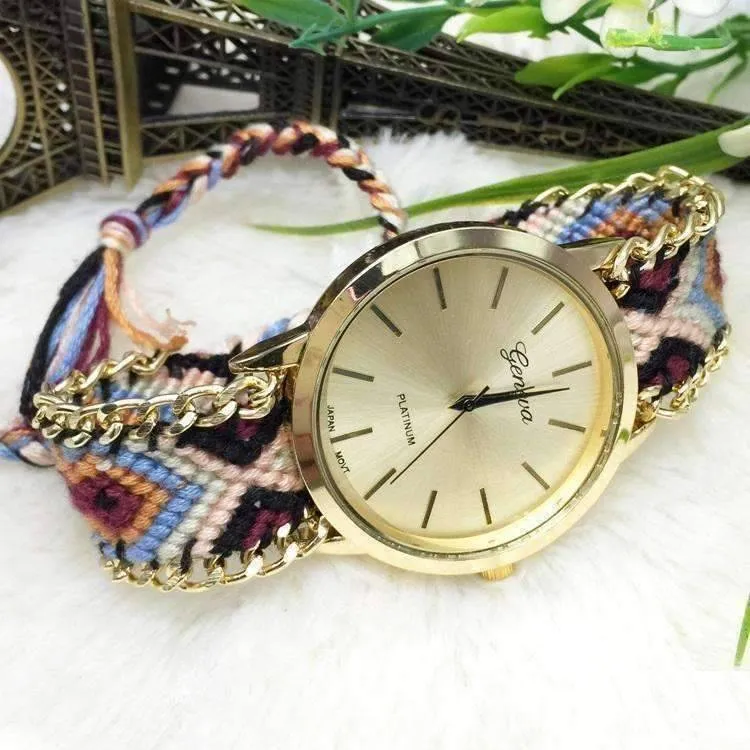 Offbeat Hand Woven Watch in 13 Colorful Patterns for Woman