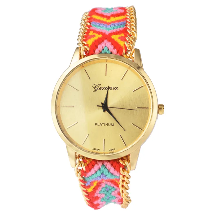 Offbeat Hand Woven Watch in 13 Colorful Patterns for Woman