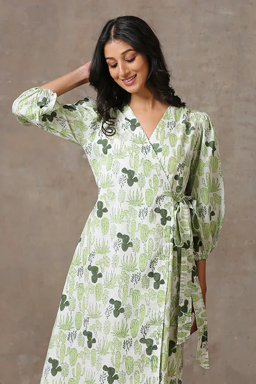 Okhai 'Prickly Pear' Pure Cotton Hand Block Printed Dress