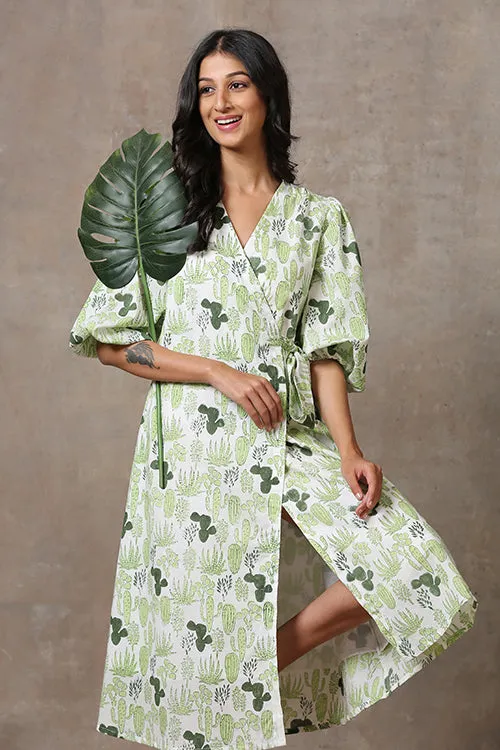 Okhai 'Prickly Pear' Pure Cotton Hand Block Printed Dress