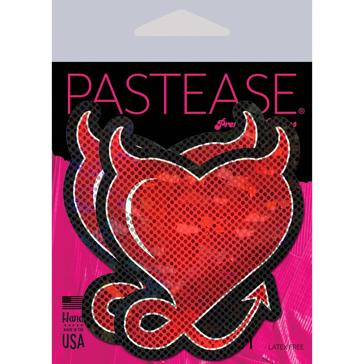 Pastease Glitter Devil Heart Pasties Red