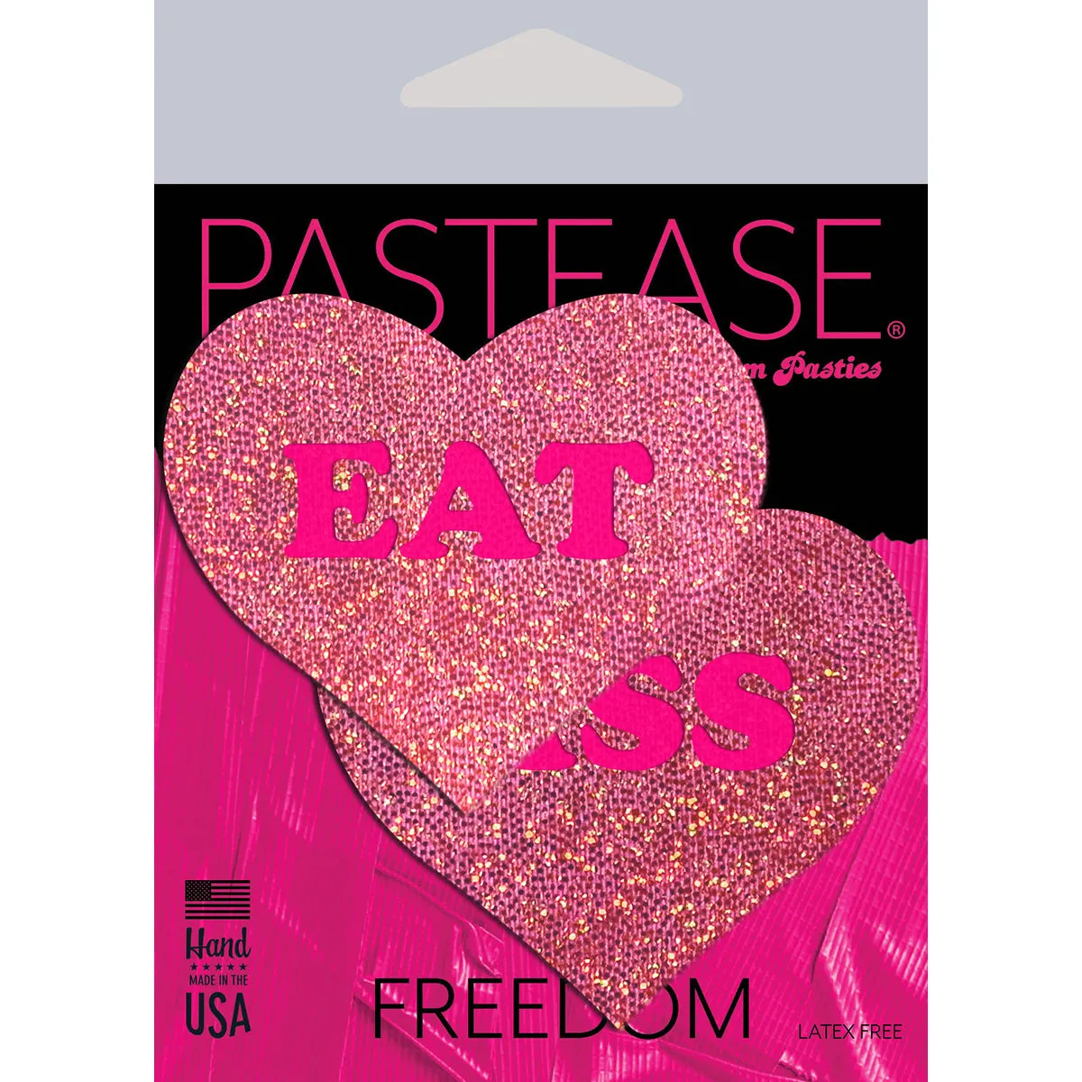 Pastease Glitter 'Eat Ass' Heart Pasties Pink