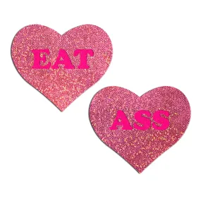 Pastease Glitter 'Eat Ass' Heart Pasties Pink