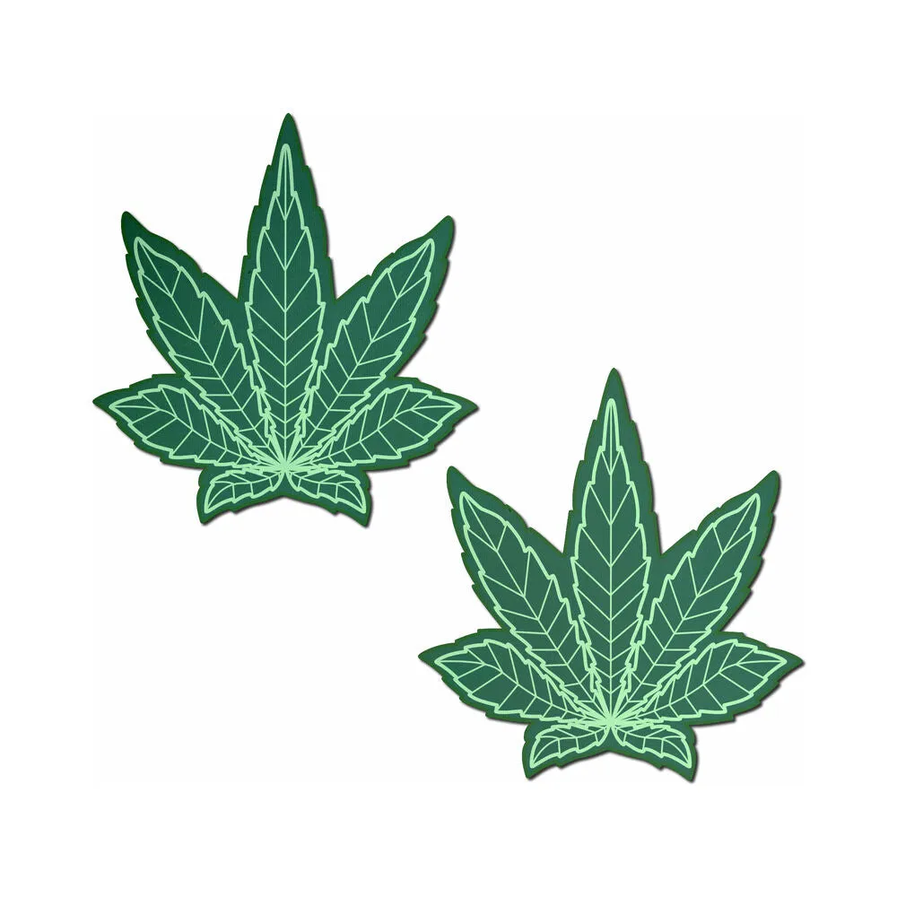 Pastease Indica Pot Leaf: Green Weed Nipple Pasties