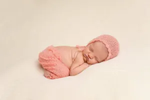 Peach Ruffles Mohair Newborn Pants and Hat Set