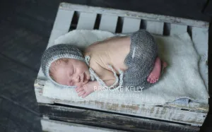 Pewter and Light Gray Two Toned Mohair Newborn Pants and Hat Set