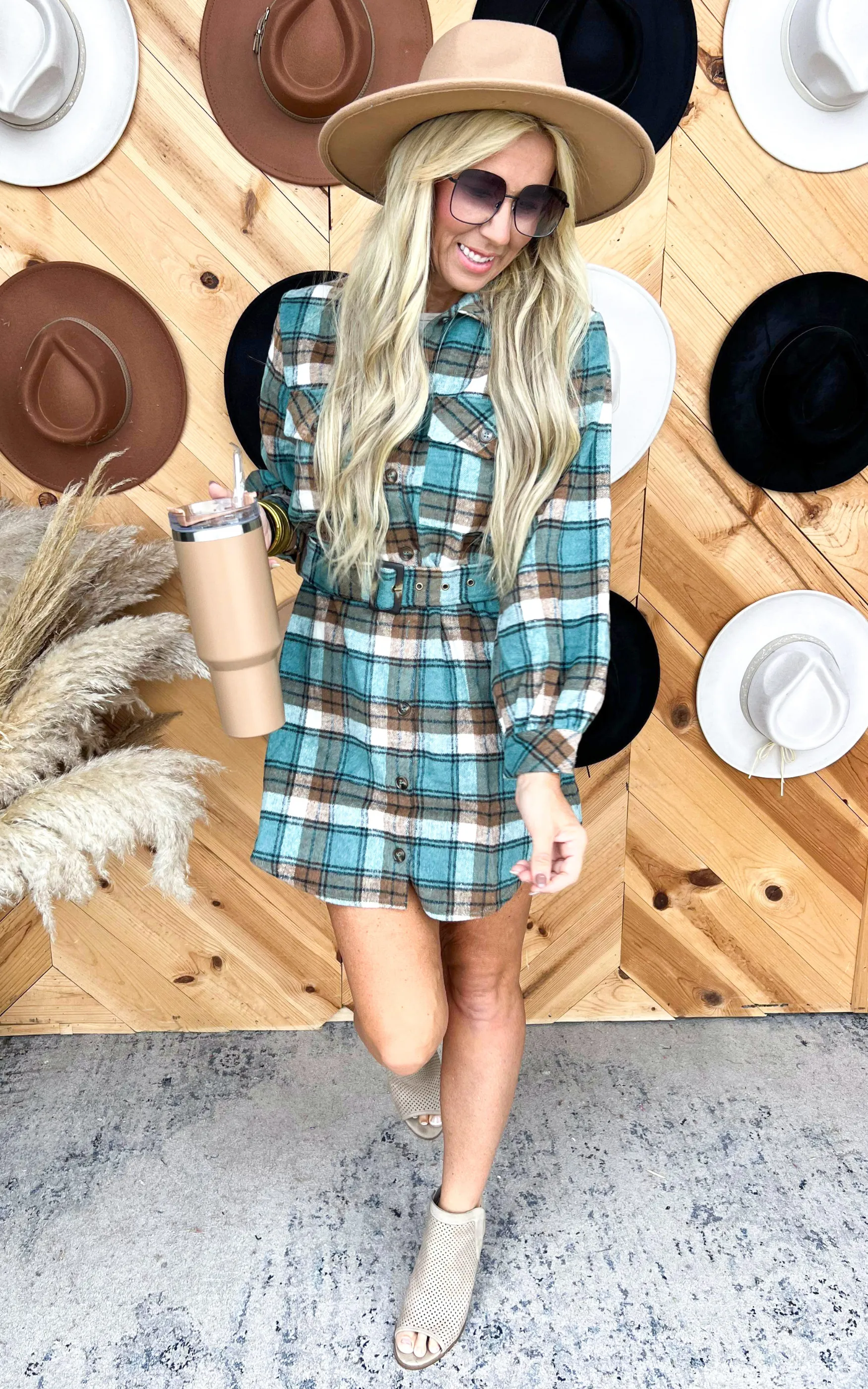 Plaid Belted Dress