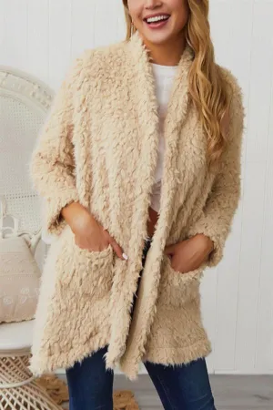 Plush Long Sleeve Irregular Coat