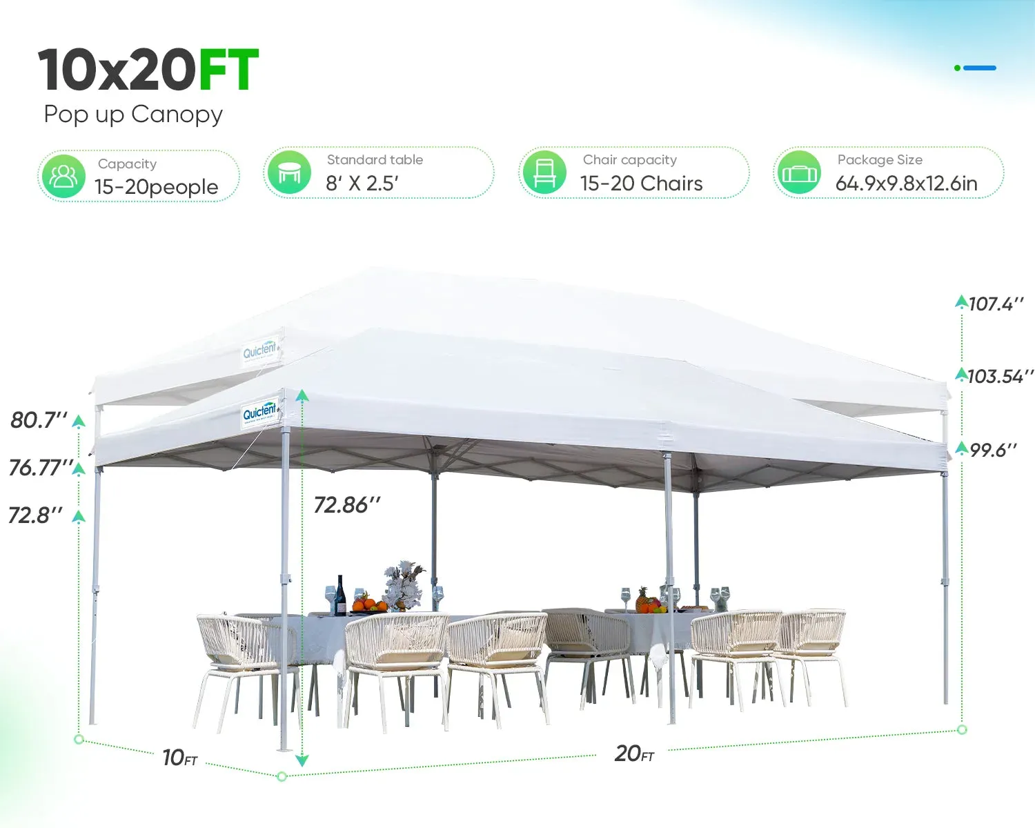 Privacy 10' x 20' Pop Up Canopy with Sides