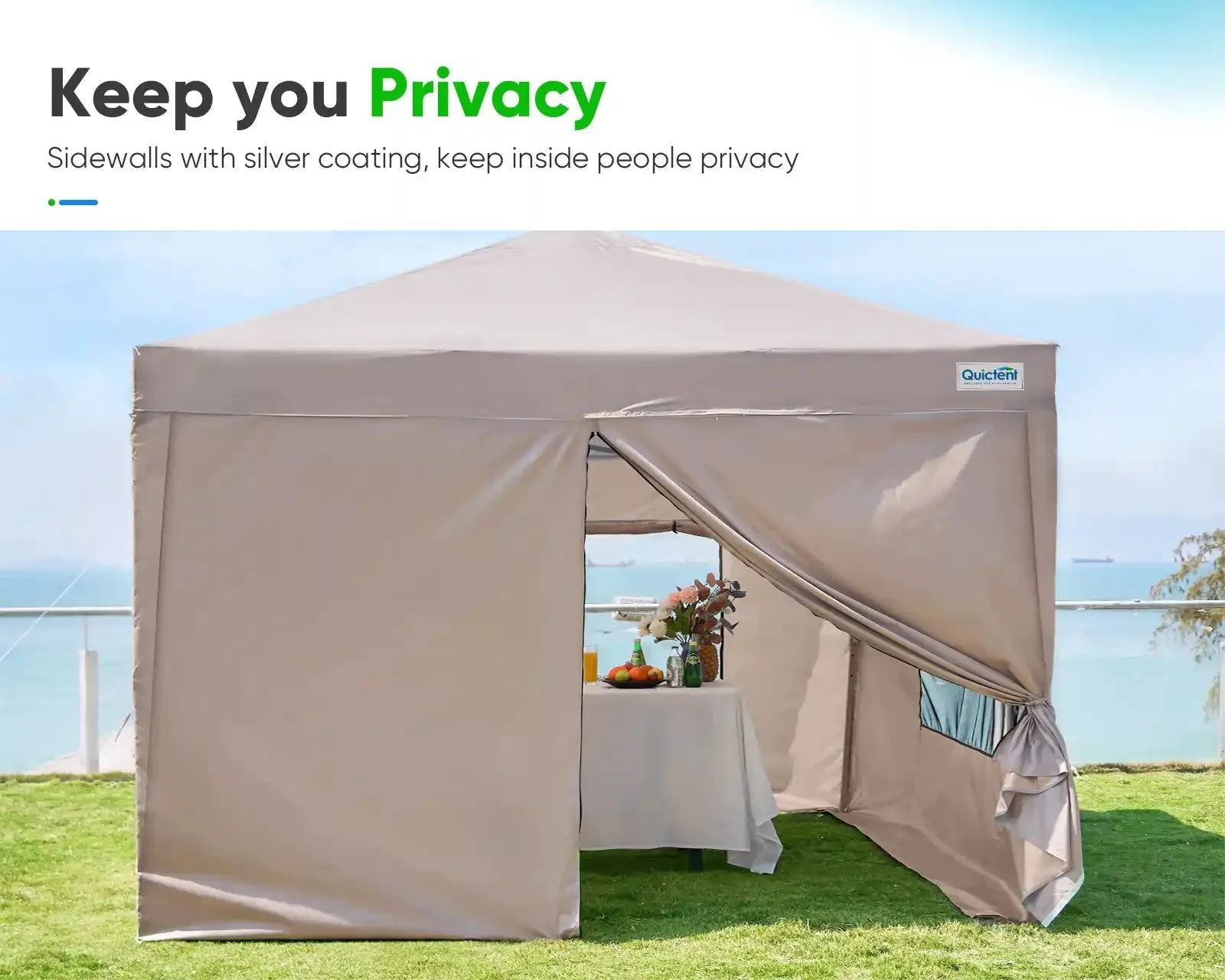 Privacy 8' x 8' Pop Up Canopy with Sides