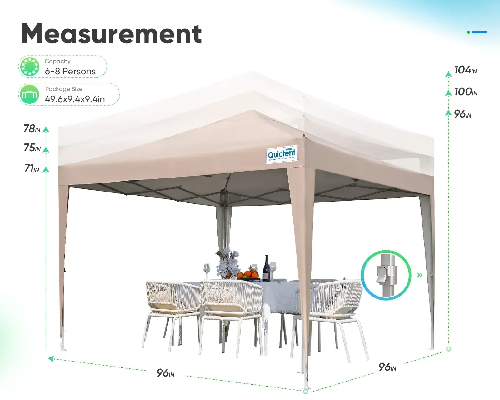 Privacy 8' x 8' Pop Up Canopy with Sides