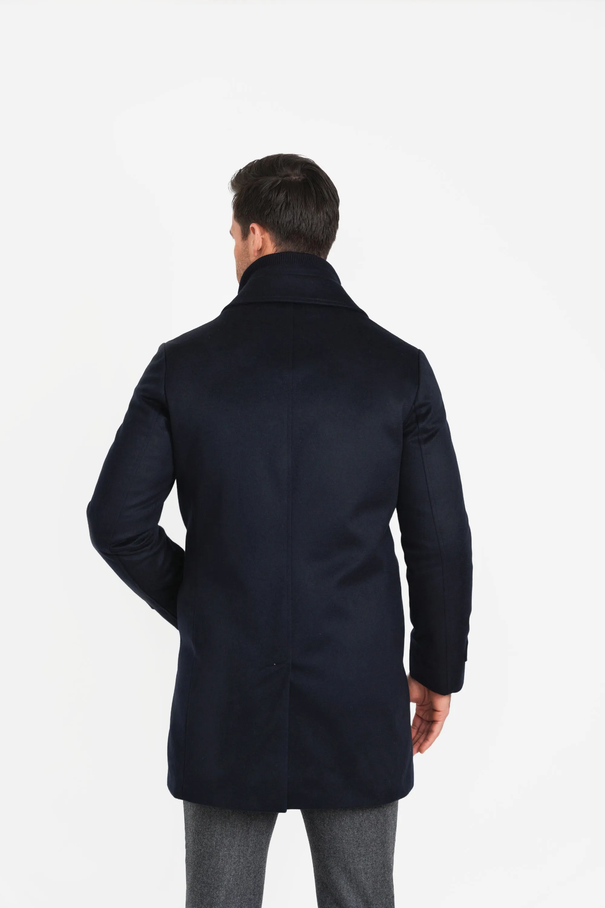 Pure Cashmere Euro Coat, Navy