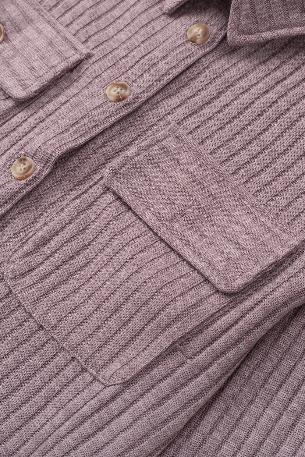 Purple Button Down Raw Hem Ribbed Shirt Shacket