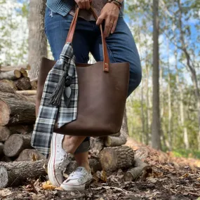 Purse Scarf - Skinny Black and Brown Flannel Skinny Scarf