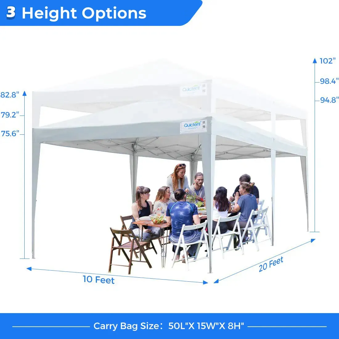 Quictent No-Side 10' x 20' EZ Pop Up Canopy