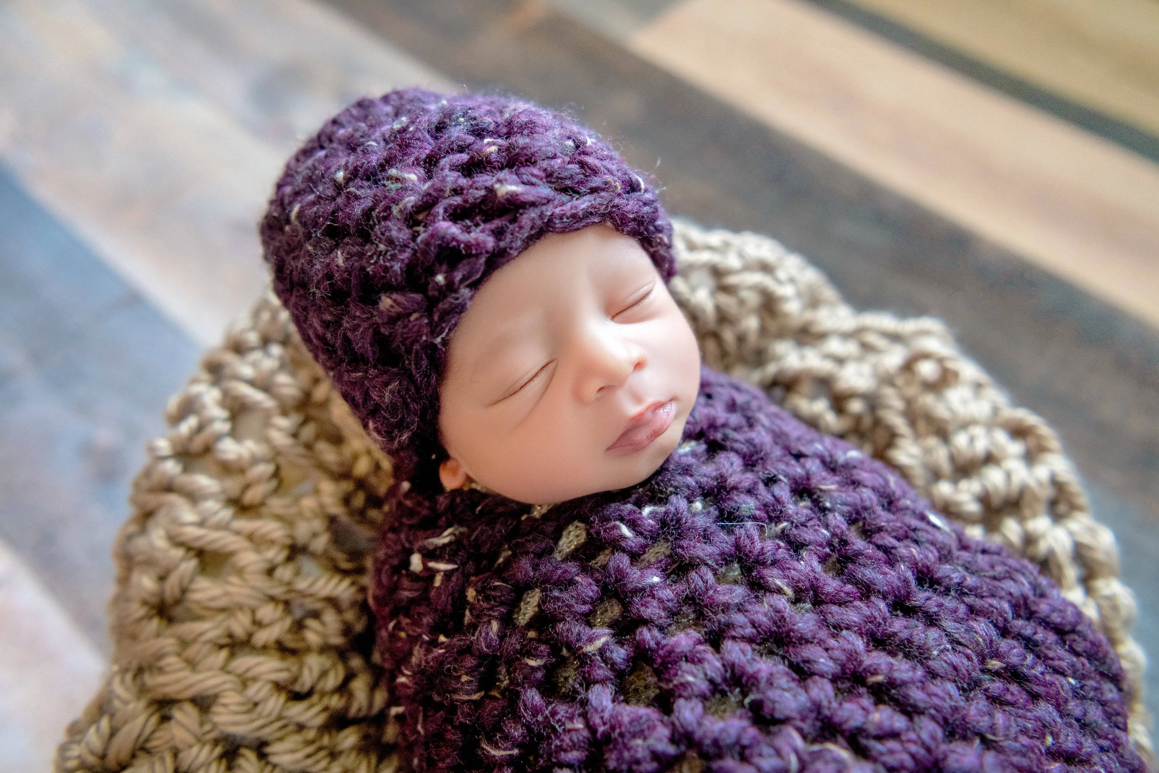 Raisin Purple Newborn Cocoon And Hat Set