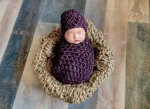 Raisin Purple Newborn Cocoon And Hat Set