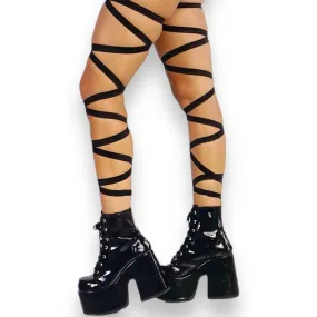 Raves Black Thigh Leg Wraps