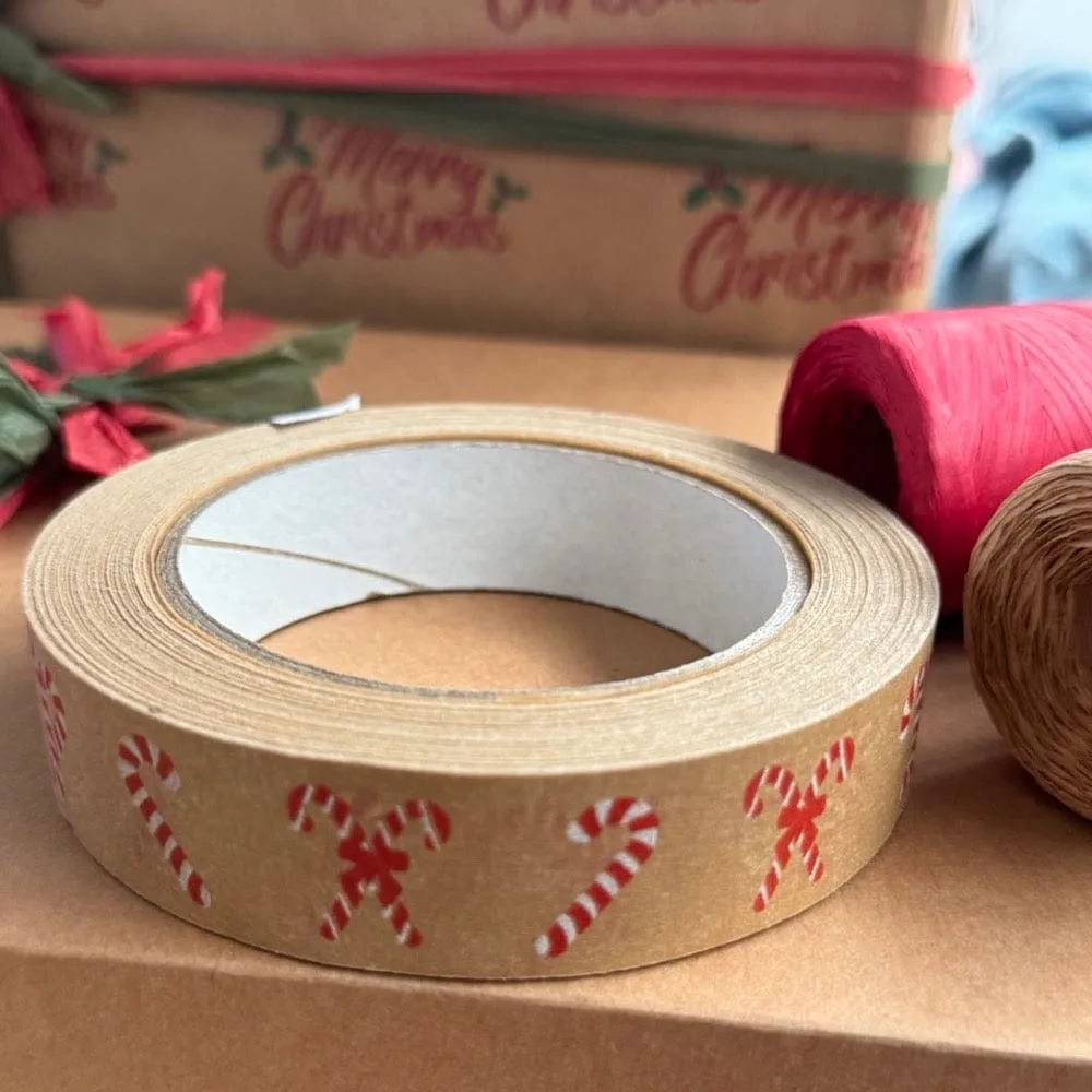 Red & White Festive Paper Tape 24mm x 50m