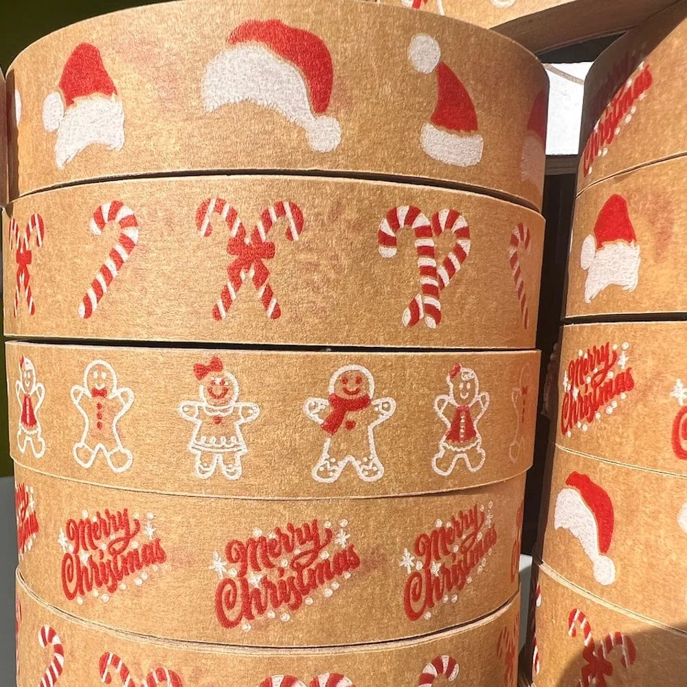 Red & White Festive Paper Tape 24mm x 50m