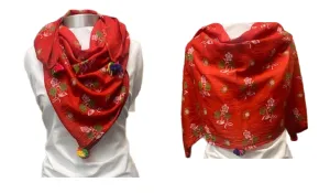 Red -  Ethnic Square Scarf