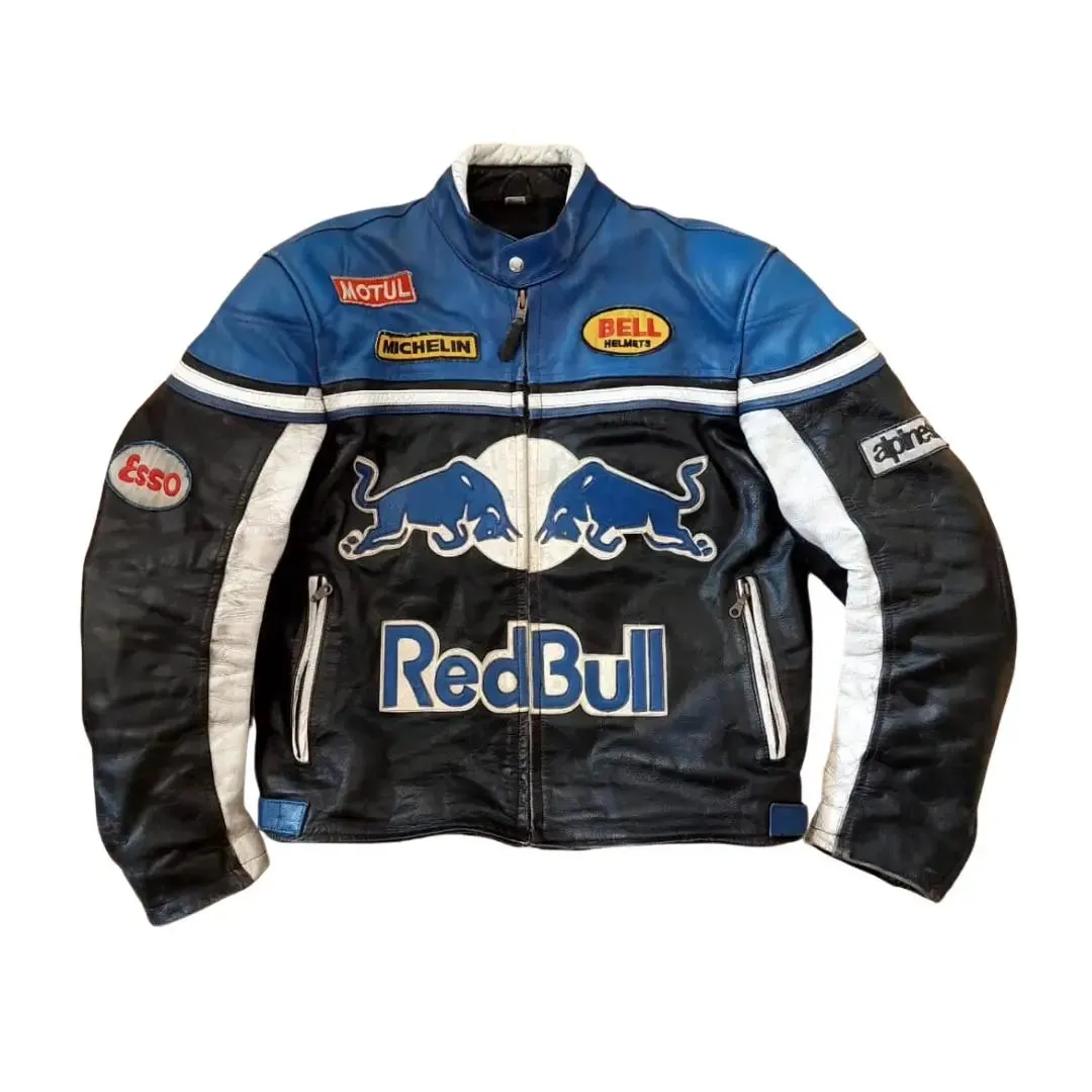 Redbull Leather Jacket - Black & Blue