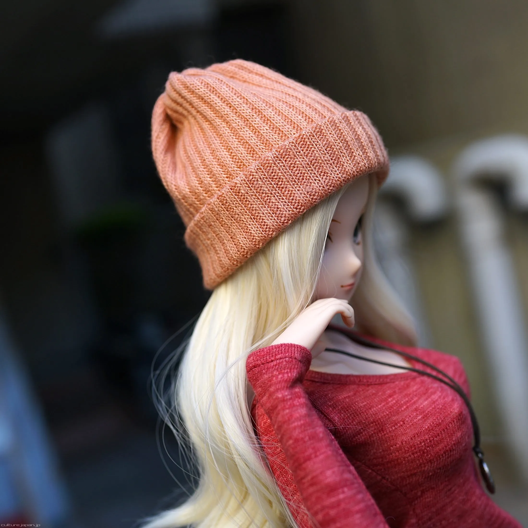 Rib Knit Hat (Sherbet Pink)